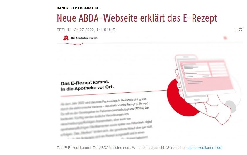 Neue ABDA-Webseite erklärt das E-Rezept